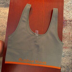 Green and orange Outdoor Voices OV Longline Sports Crop in M
